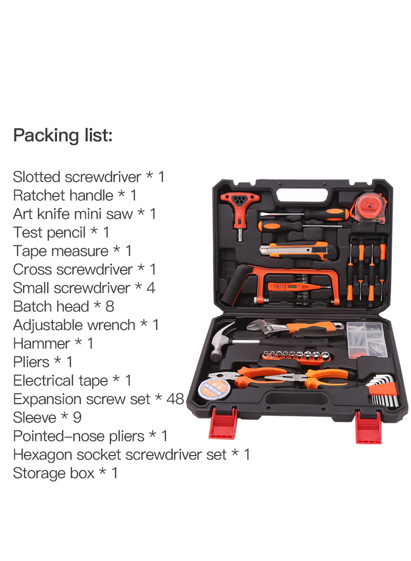 82-Pieces Home Vehicle Electrician Hand Tool Combination Kit Repair Toolbox