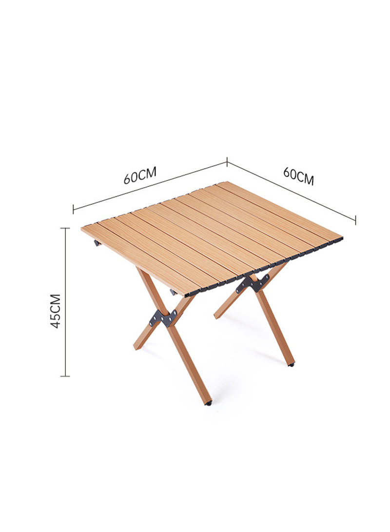 Simple and Portable Carbon Steel Egg Roll Table Folding Table for 1-2 People, Suitable for Camping, Seaside, and Outdoor Activities 60*60*45CM