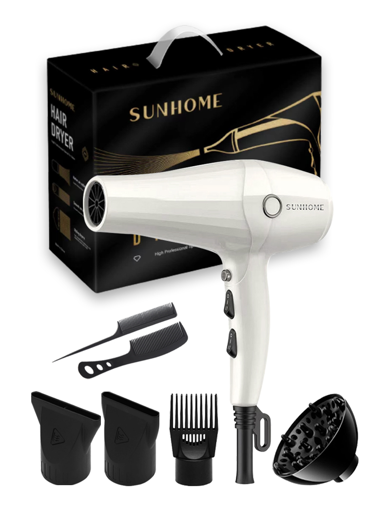 SUNHOME 7-Piece Professional Hair Dryer Set,2500W,White