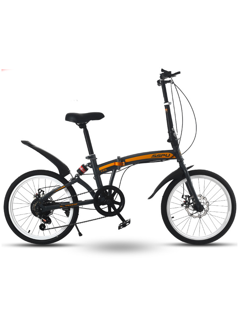 20in Folding Bike, 7 Speed Foldable City Bike, Carbon Steel Bicycle for Adults, Foldable Bicycle with Adjustable Seats &amp; Disc Brake for Traveling &amp; Exercising