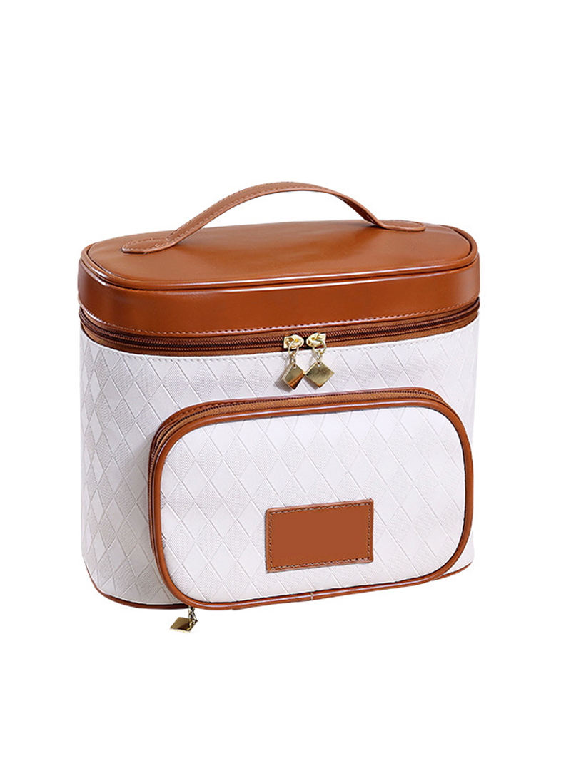 Large Capacity PU Portable Cosmetic Bag Toiletries Storage Bag Travel Jewelry Cosmetics Storage Box 24*13*20CM