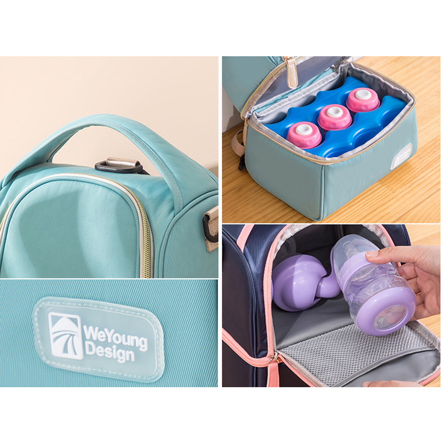 Baby Disper Bag Large Capacity Diaper Bag Double Layer Maternity Pack Breast Pump Backpack Breast Milk Cooler and Insulated Baby Bottle Bag Waterproof - Portable Insulated Lunch Bag/Large Capacity Tote/Baby Milk Freezer