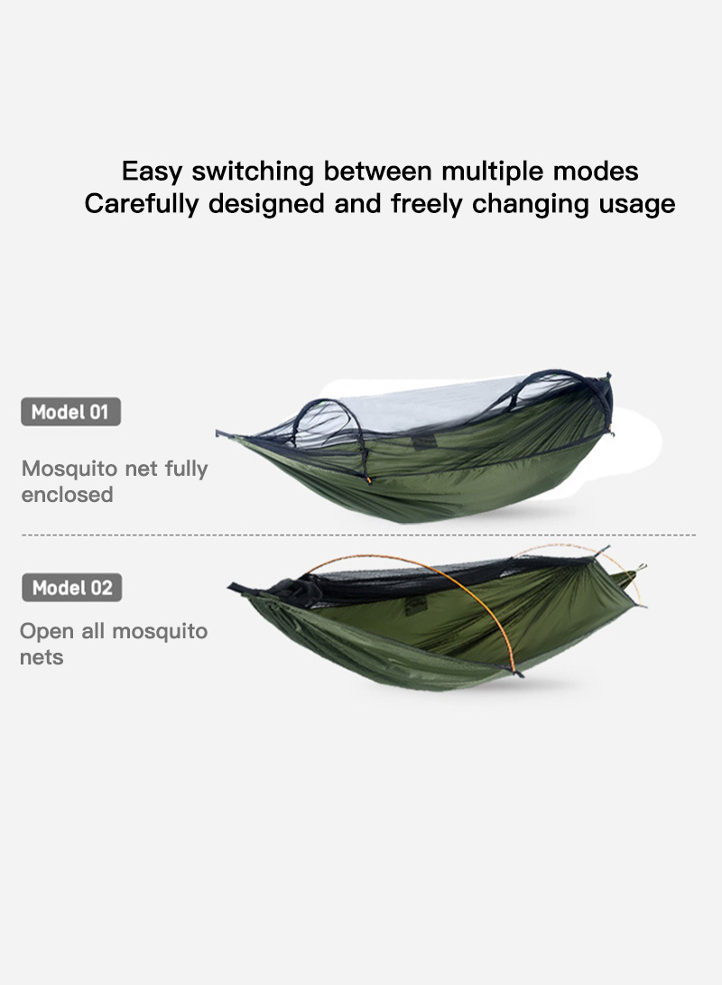 Portable Camping Hammock with Mosquito Net, 210D Nylon Hammock Swing for Backyard Garden Camping Backpacking Survival Travel 290*140CM