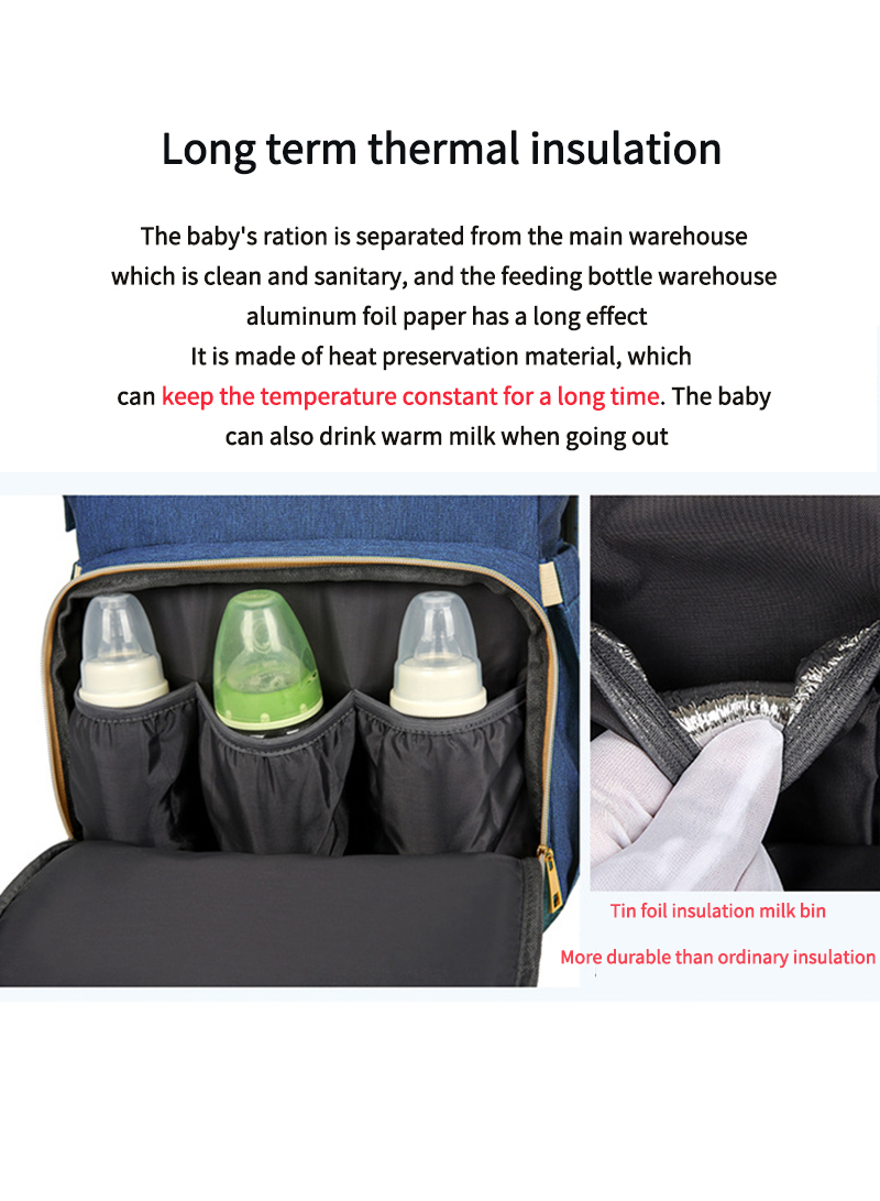 Waterproof and Thermal Insulation Extended Version Telescopic Folding Mommy Bag with Hanging Stroller Design