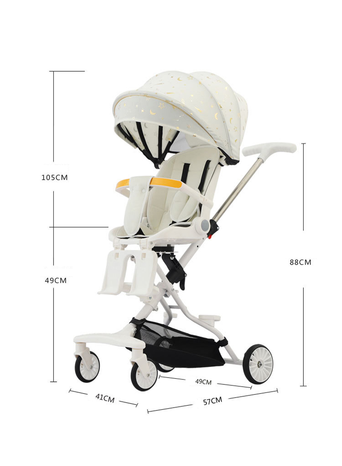 Bidirectional Reclining Baby Stroller with Lightweight Folding