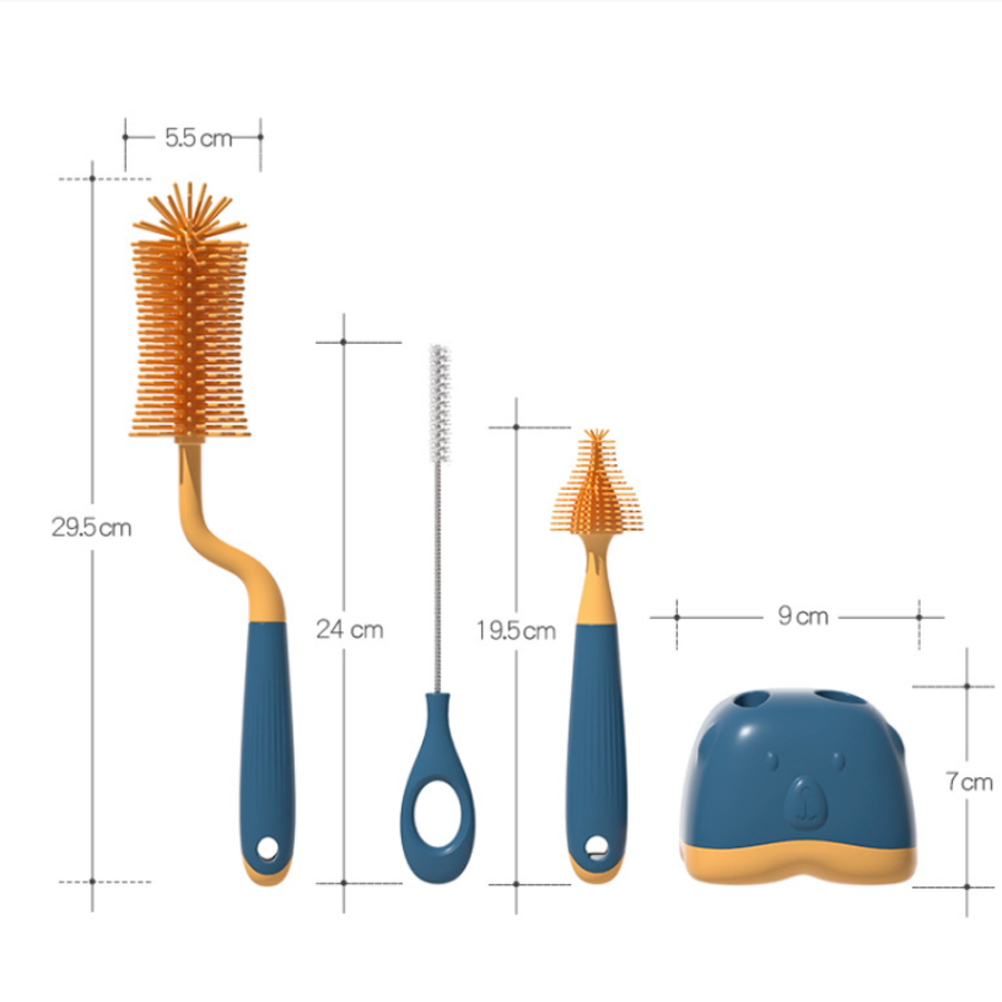 Silicone bottle brush Baby Pacifier brush straw brush 360 ° rotation cup cleaning tool cleaning bottle brush + base