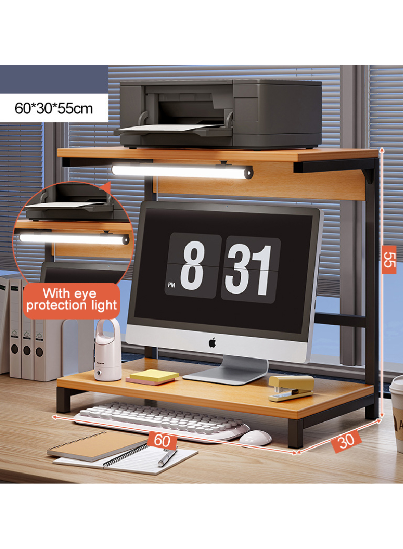 Monitor Stand Riser with LED Hanging Light, Desktop Storage Stand for PC, Desktop, Printer, Laptop