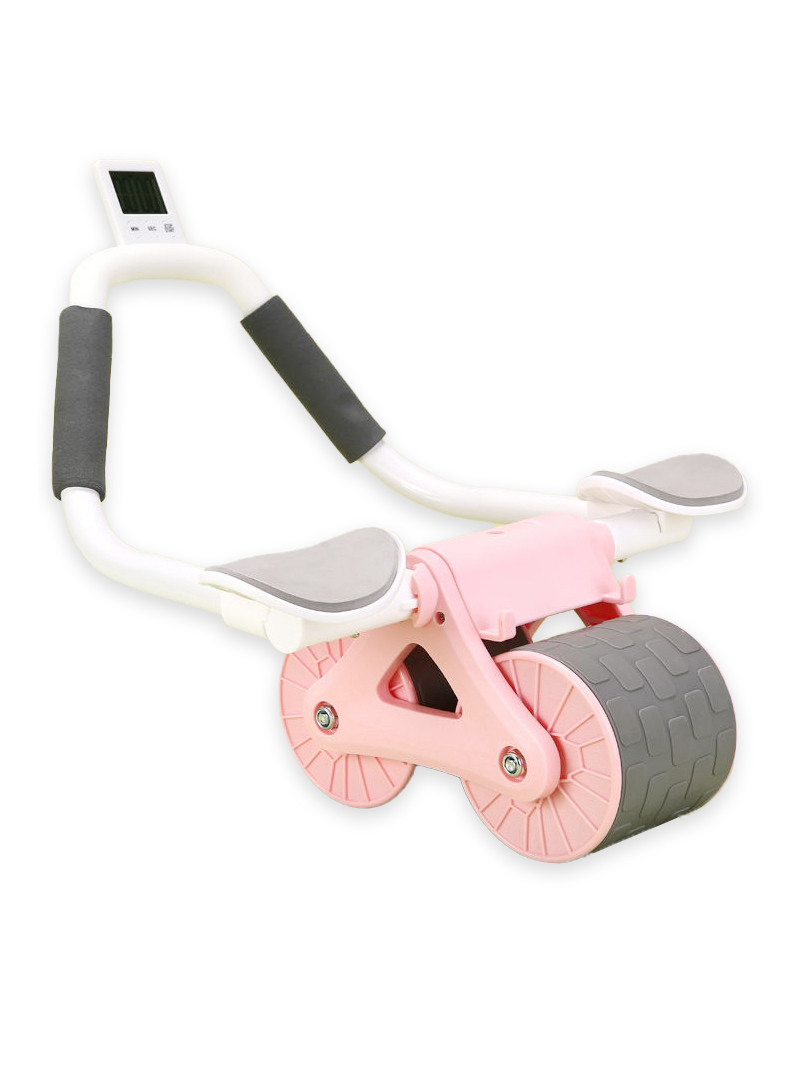 Multifunctional Abdominal Fitness Wheel, Automatic Rebound Abdominal Curling Wheel, Abdominal Muscle Training Tool (With Timer and Mobile Phone Holder)