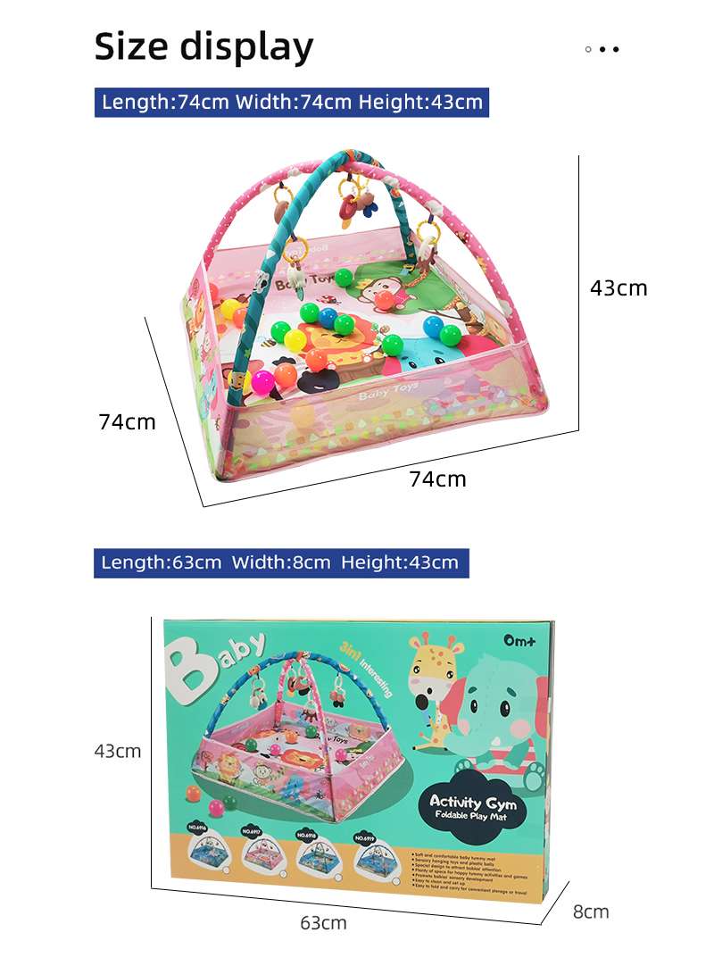 Baby Gym &amp; Ball Pit, Play Mat &amp; Play Gym, Combination Baby Activity Gym with Sensory Exploration and Motor Skill Development, Includes 18 balls