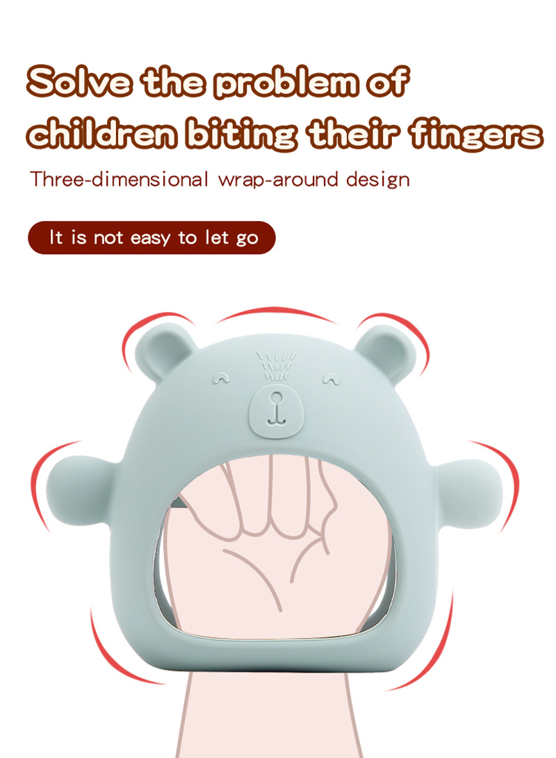 Baby Silicone Baby Teeth Toy, Anti-drop Silicone Baby Gloves Teeth For Tooth Pain Relief For Sucking Needed Baby Chew Toys, Bpa Free, Caramel