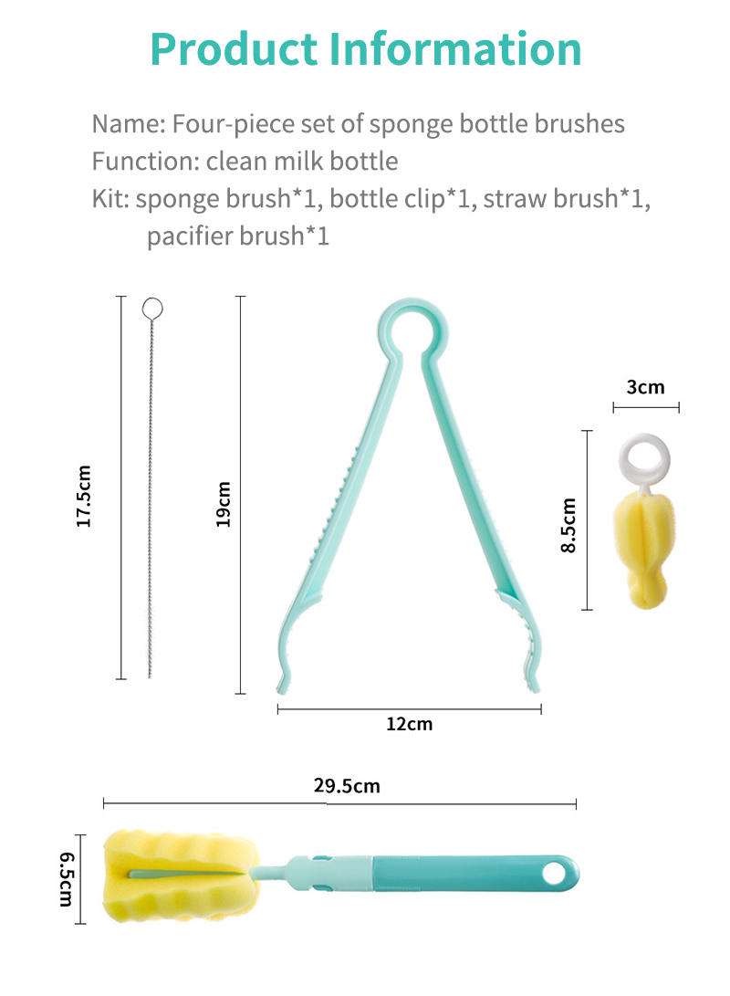 Baby Bottle Brush Set Bottle Cleaning Brush Set - Long Handle Bottle Cleaner for Washing Narrow Neck Beer Bottles, Sports Water Bottles with Straw Brush, Kettle Spout/Lid Cleaner Brushes