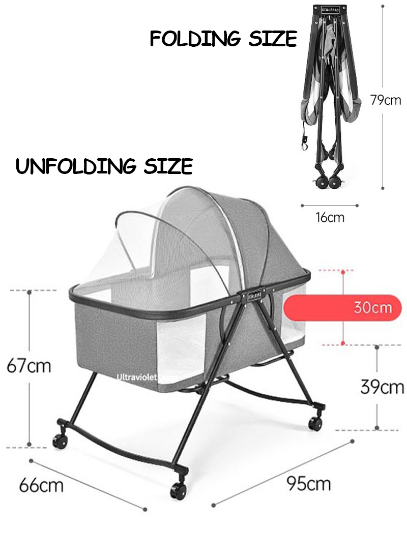 Baby Crib Portable Folding Cradle Bedside Bed Mobile Baby Bed Sleeping Basket Bb Bed Newborn Splicing Big Bed