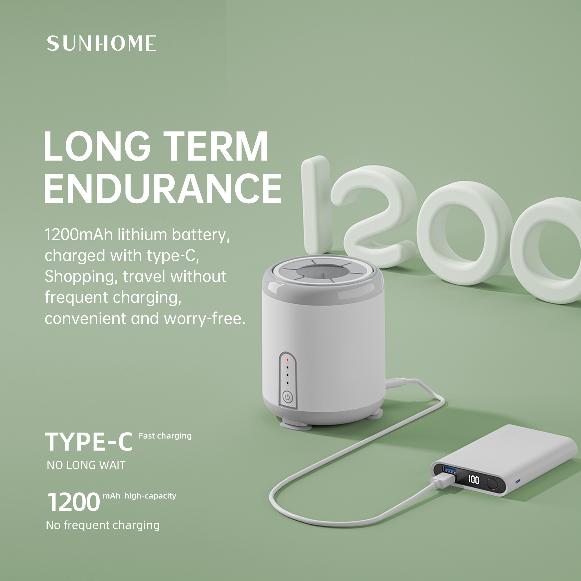 SUNHOME Electric Milk Shaker With USB White