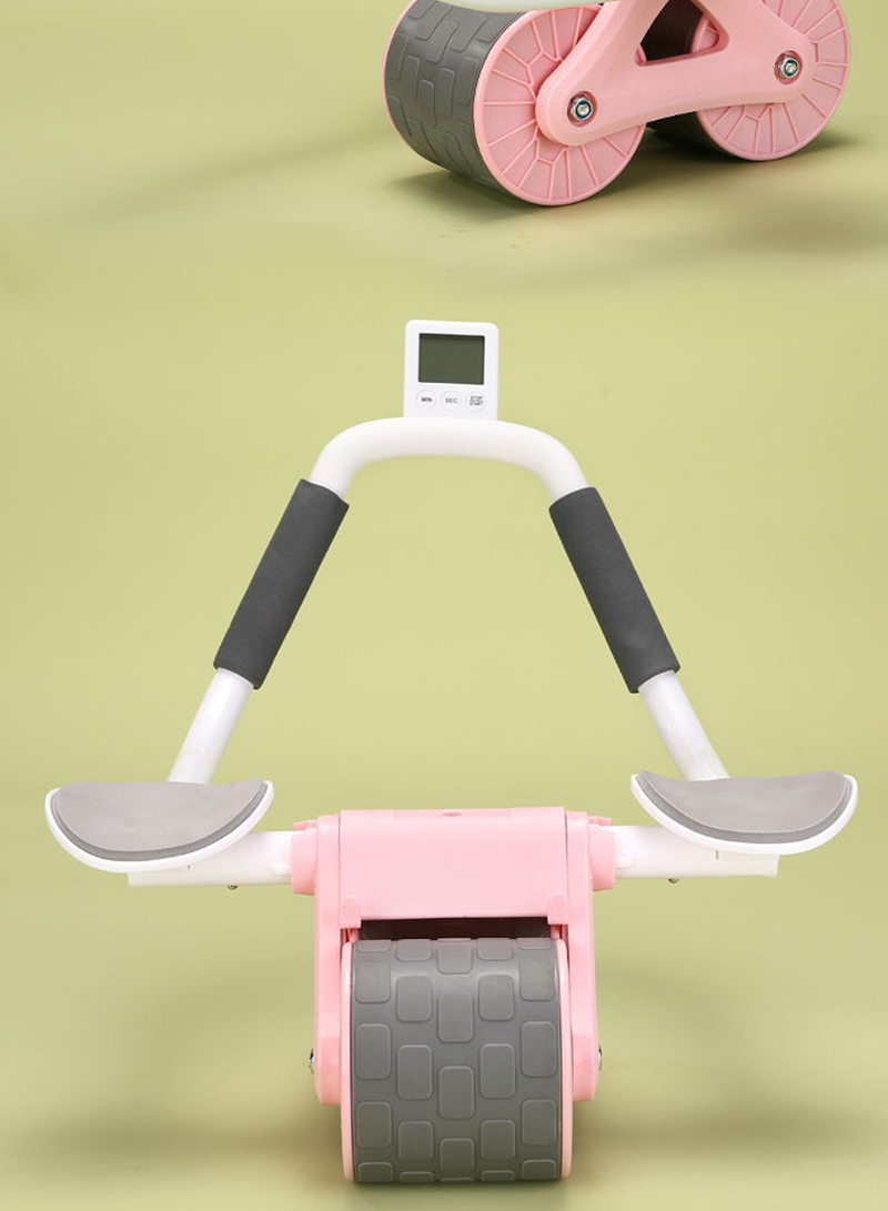 Multifunctional Abdominal Fitness Wheel, Automatic Rebound Abdominal Curling Wheel, Abdominal Muscle Training Tool (With Timer and Mobile Phone Holder)
