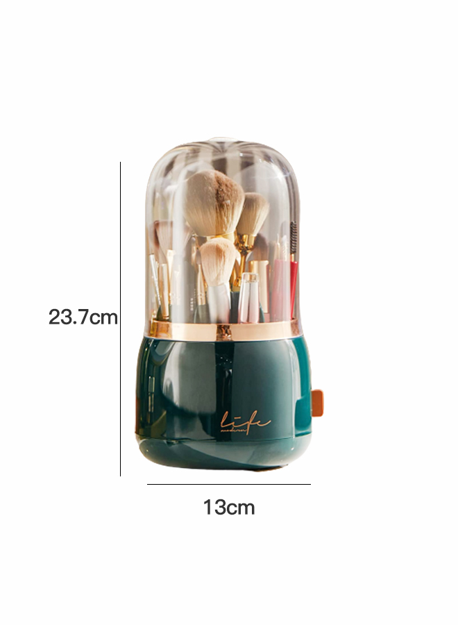 Makeup Brush Holder Organizer with Lid, Rotating Dustproof Make Up Brushes Container with Clear Acrylic Cover for Vanity,Bathroom,Countertop,Dresser