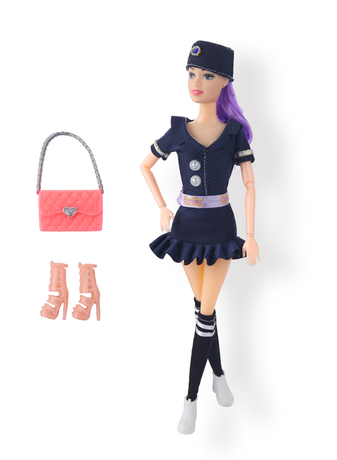 Adorable Baby Doll  Fashion Doll Perfect for Kids Light violet Hair，Bags and shoes