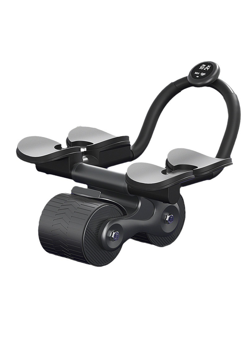 Small Home Fitness Equipment Abdominal Muscle Wheel with Four Elbows to Support Slim Belly (with Mobile Phone Holder and Timer)