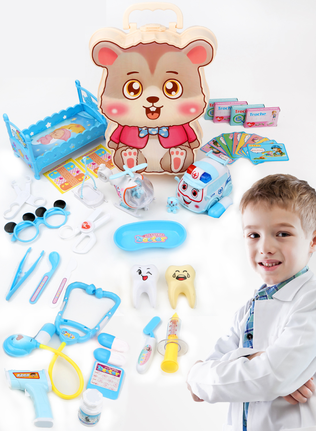 Doctor Kit for Kids, 45 Pcs Pretend Playset kit for Toddlers 3-5,Dentist Kit for Kids, Toys for Boys and Girls Fun Role Playing Game
