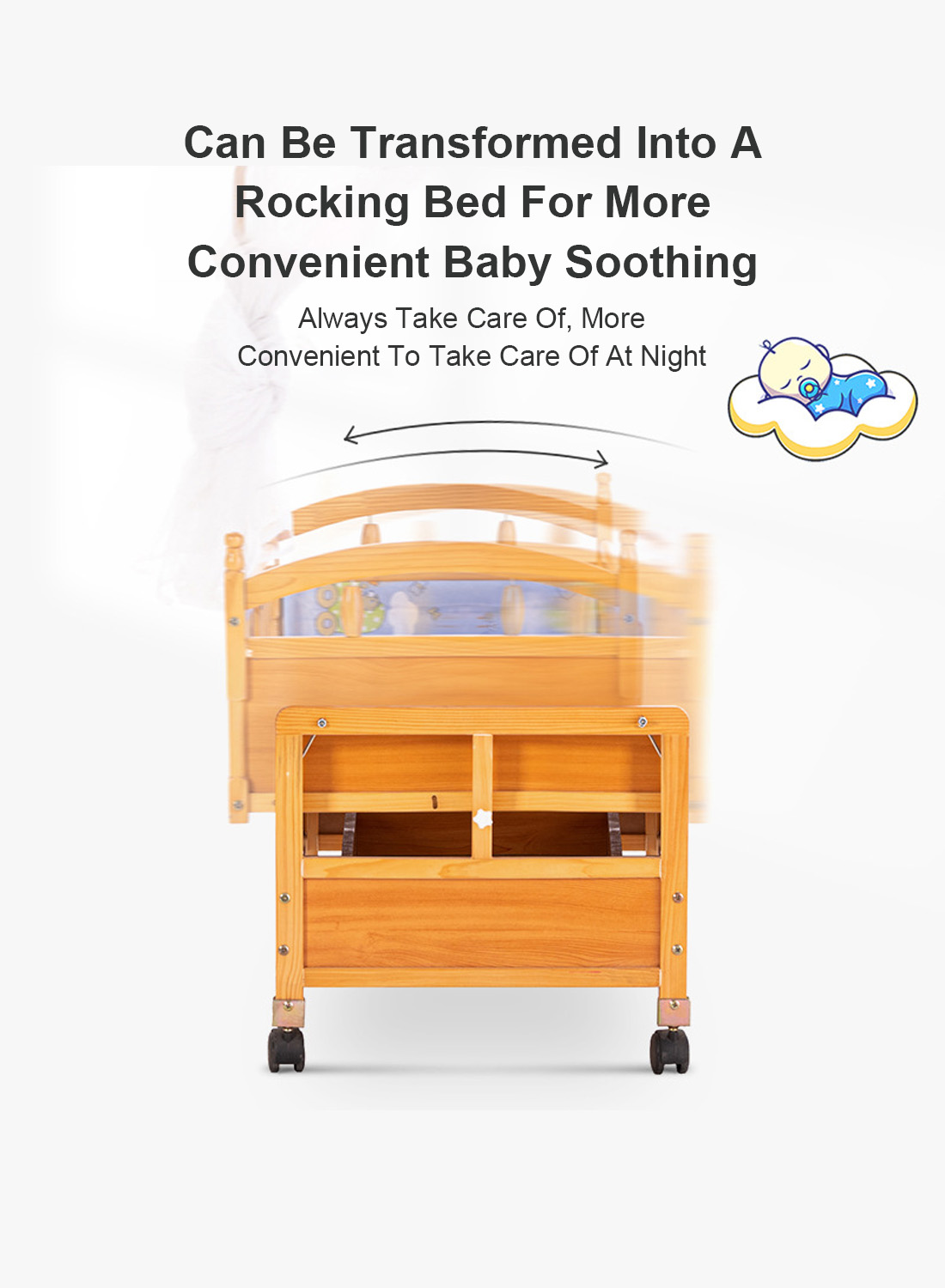 Undertake Large Shipments of Baby Cribs Solid Wood Unpainted Multifunctional Cradle Can Be Spliced Newborn Baby Beds Chinese Manufacturers Baby Beds