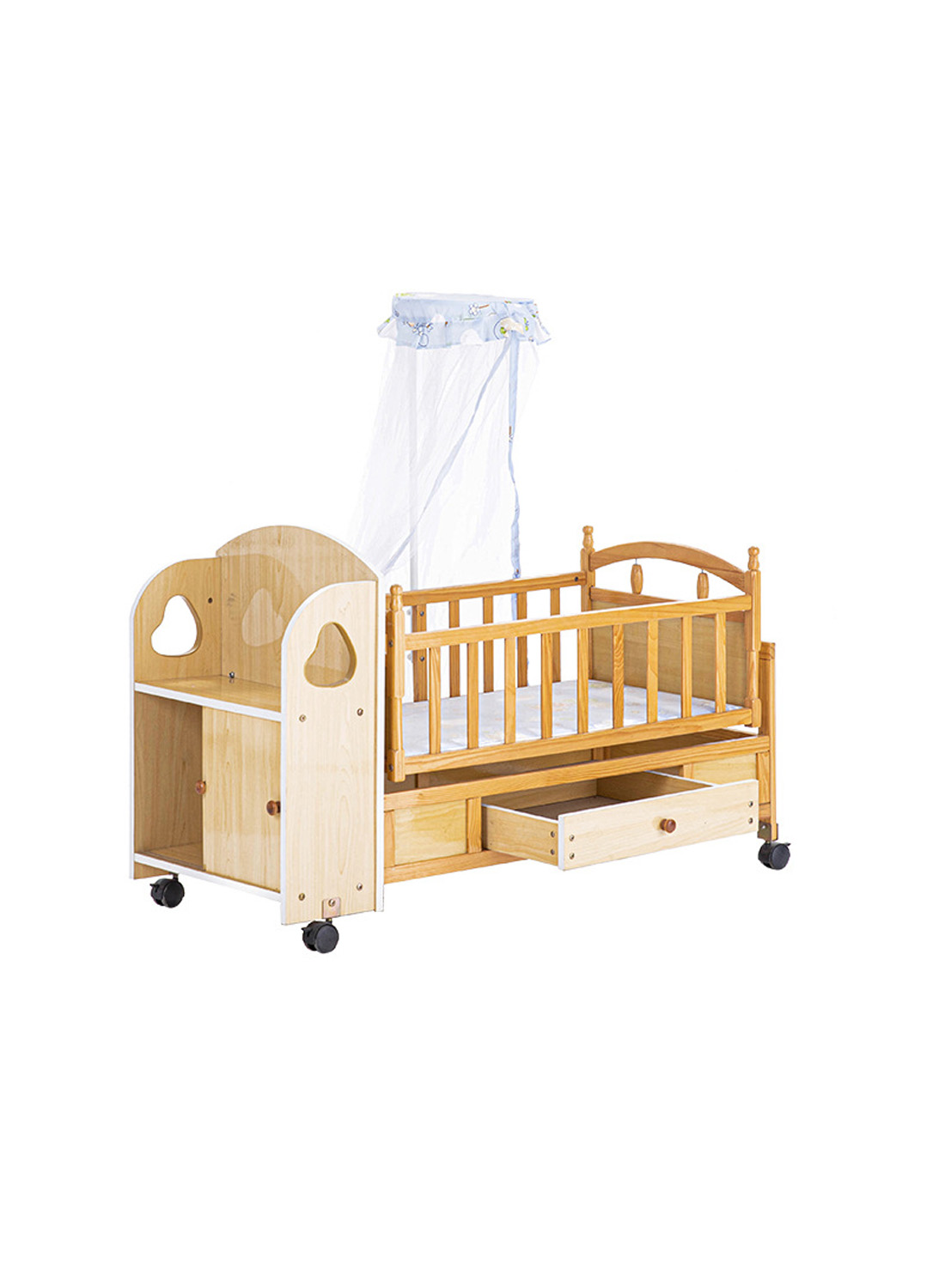 Factory Source Kindergarten Solid Wood Bed Wholesale Wider Thickened Pine Wood Children's Bed Nap Sleep Stacking Bed Crib