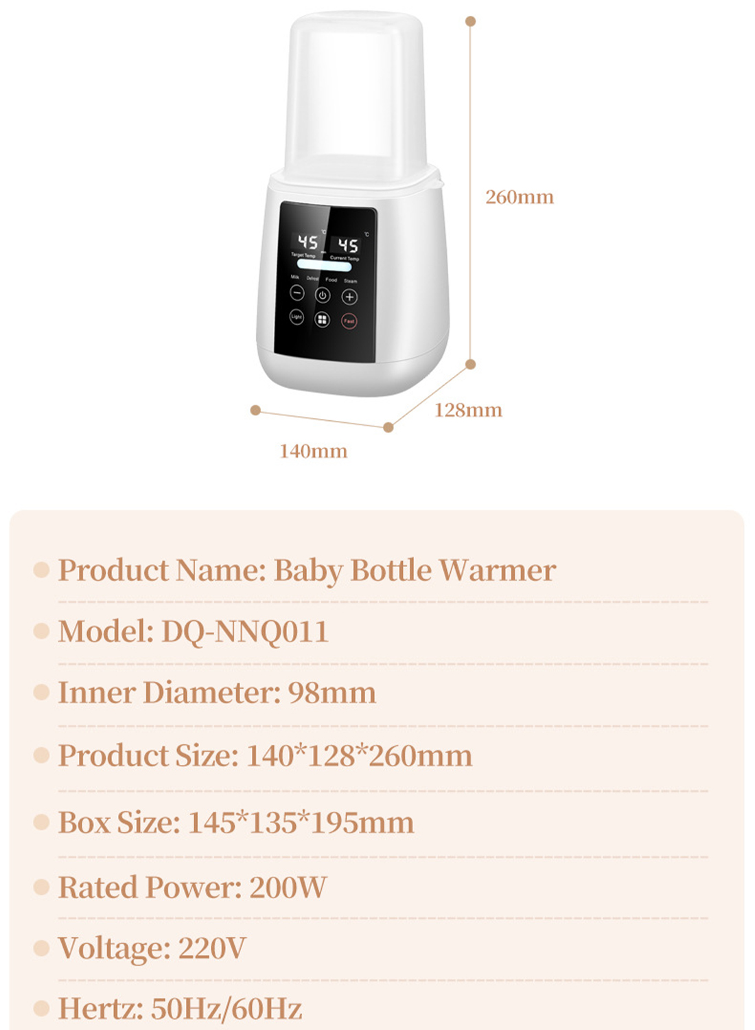 Single Bottle Warmer, Baby Bottle Sterilizer, Breast Milk Heating