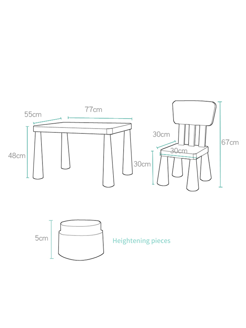 Kindergarten Children's Table And Chair Set, Plastic Table And Chair, Baby Study Table, Children's Toy Table (one Table And Two Chairs)