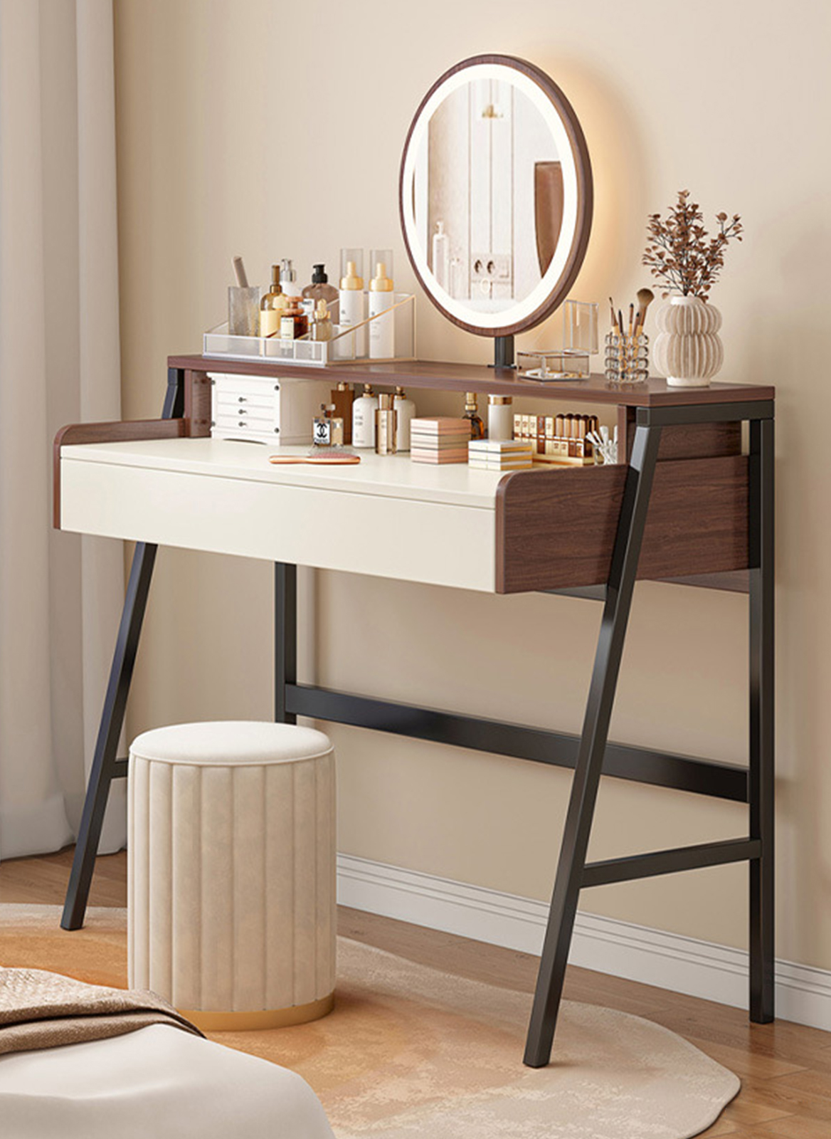 Modern Bedroom Minimalist Style Dressing Table with LED Mirror