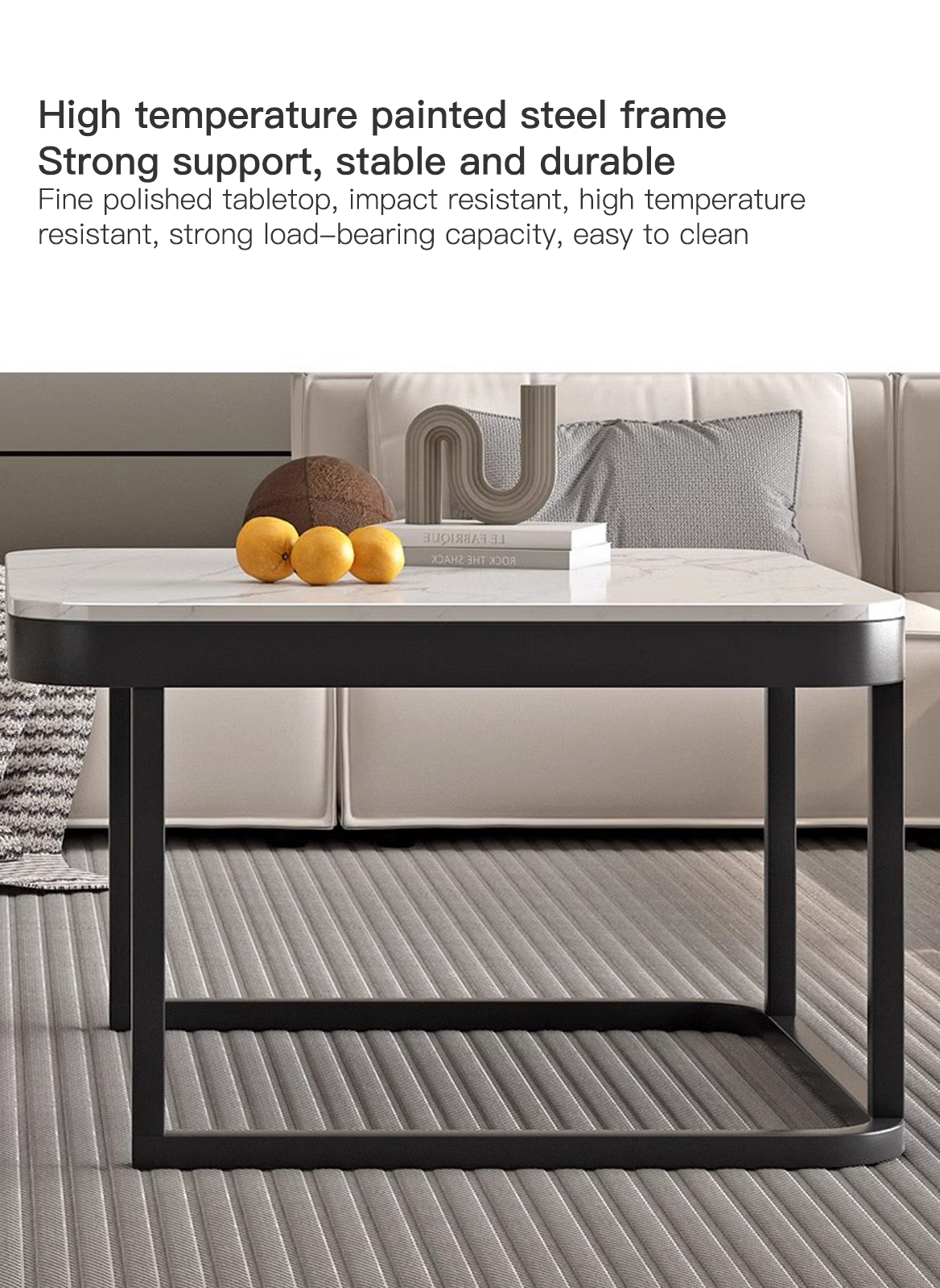 Modern Slate Tempered Glass Simple Coffee Table Combination