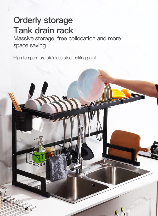 Kitchen Sink Double Drain Storage Rack 85cm