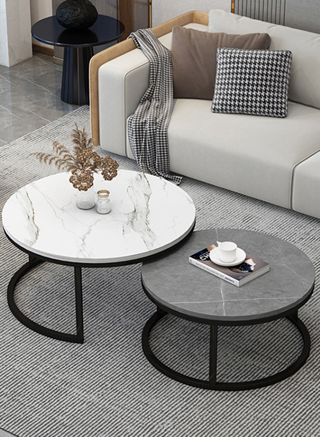 Nordic Light Luxury Wind Round Rock Desktop Two Piece Coffee Table