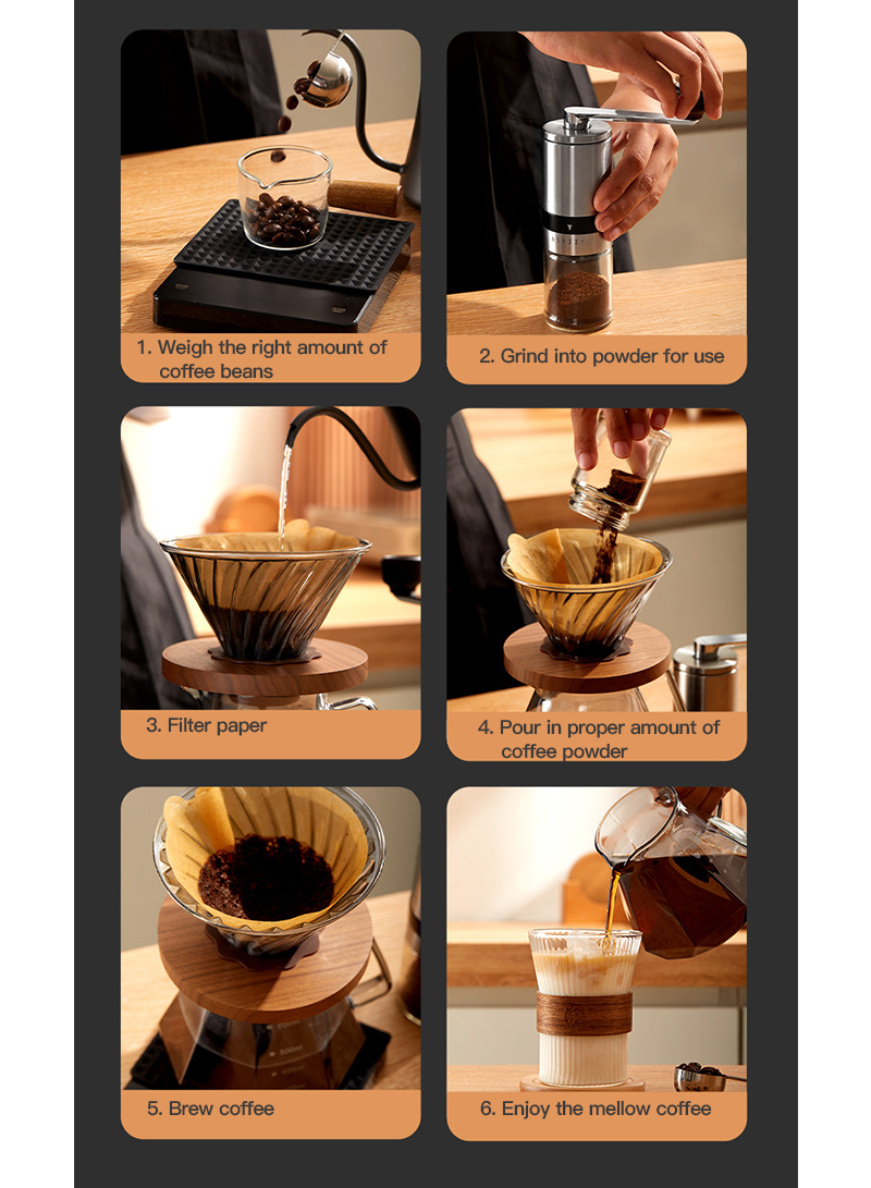8-Piece Household Hand Brewed Coffee Pot Gift Set