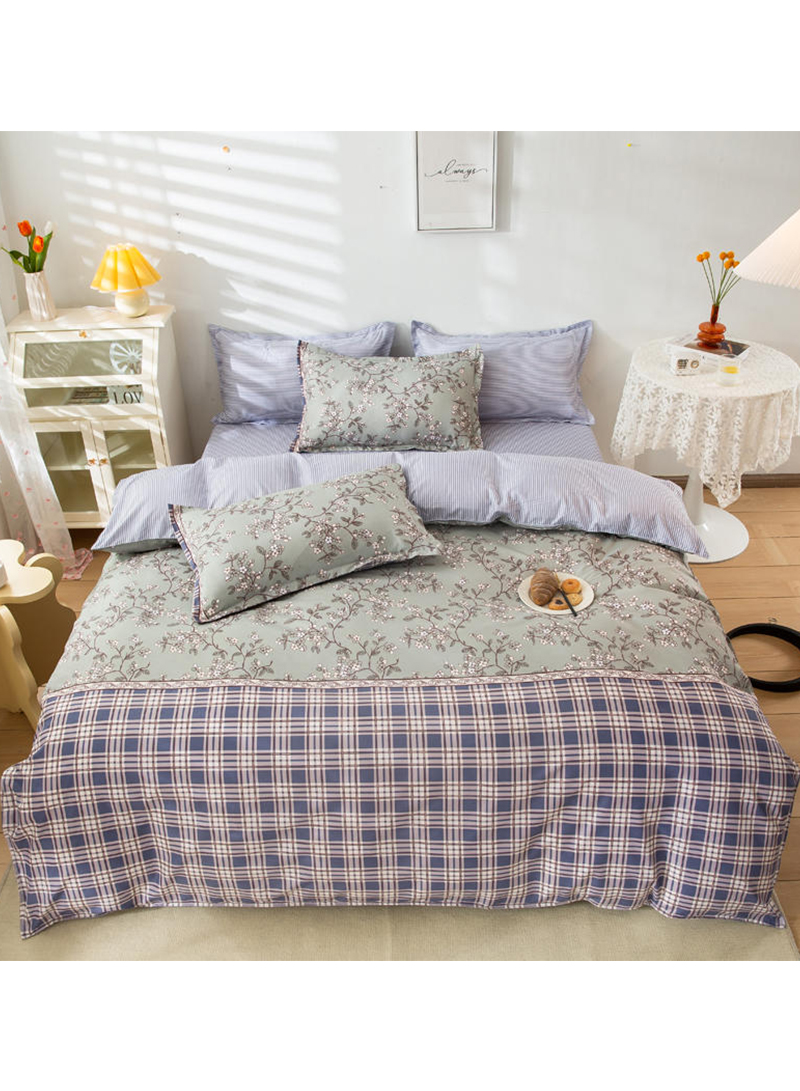 Sharpdo 4-Pieces Bed Sheet Set Polyester Soft Quilt Cover with 1Quilt Cover 200*230cm 1 Flat Sheet and 2 Pillowcases