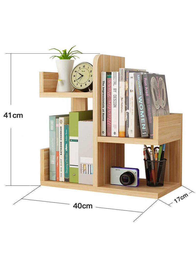 Wood Desktop Shelf Small Bookshelf Assembled Countertop Bookcase Literature Holder Accessories Display Rack Office Supplies Desk Organizer 40*17*41cm