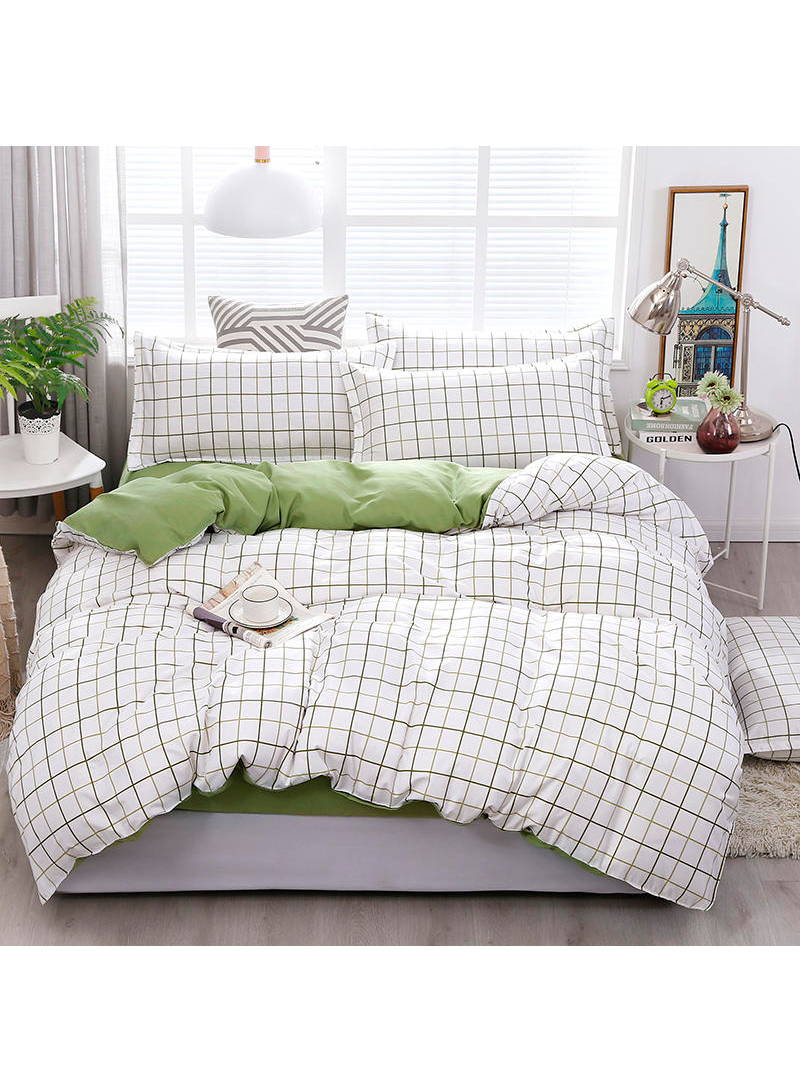 Sharpdo 4-Pieces Bed Sheet Set Polyester Soft Quilt Cover with 1Quilt Cover 200*230cm 1 Flat Sheet and 2 Pillowcases