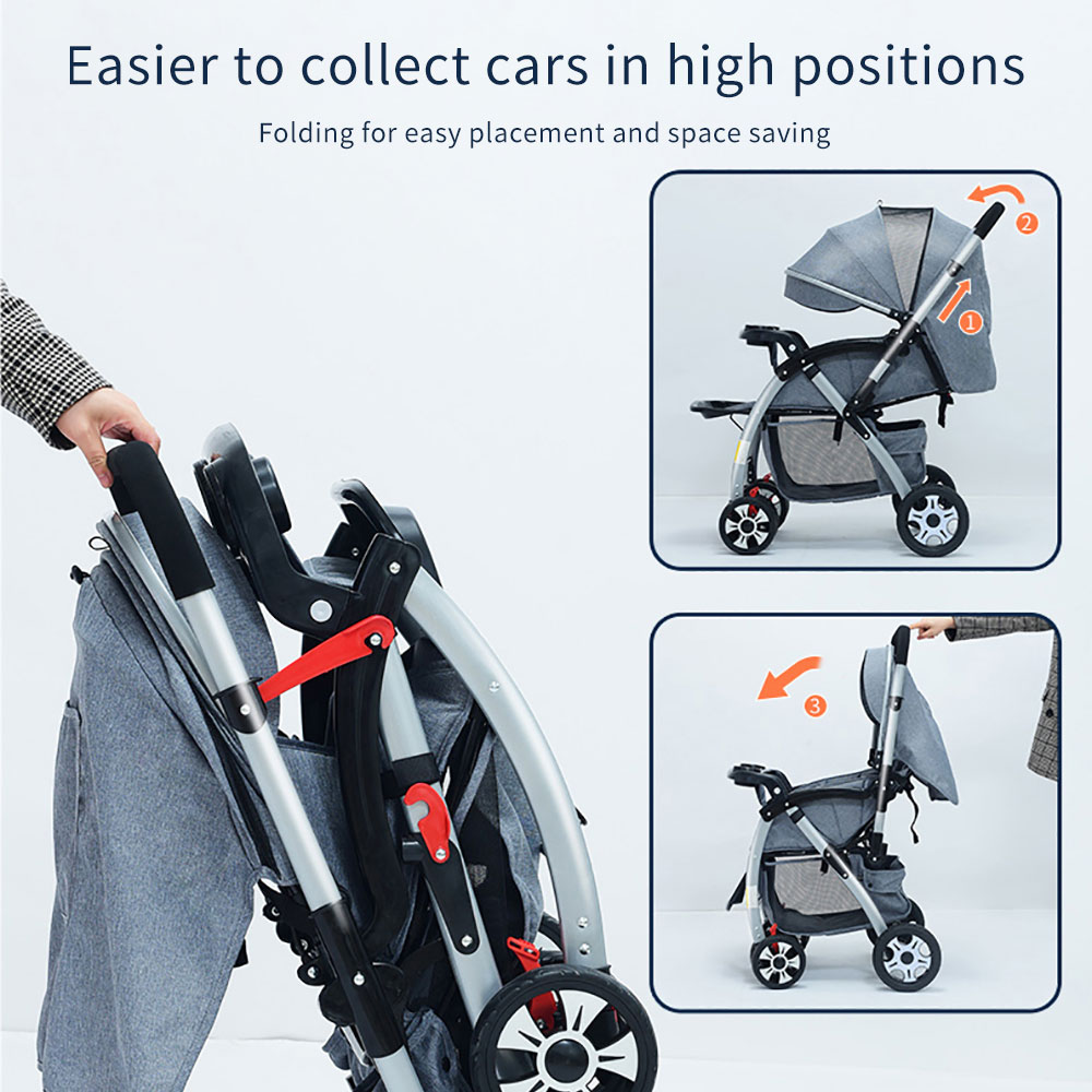 Baby Stroller Can Sit And Lie Down Foldable With Large Storage Bag