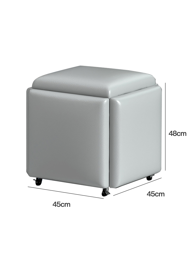 5-in-1 Multifunctional PU Leather Stool with Rotating Casters, Movable