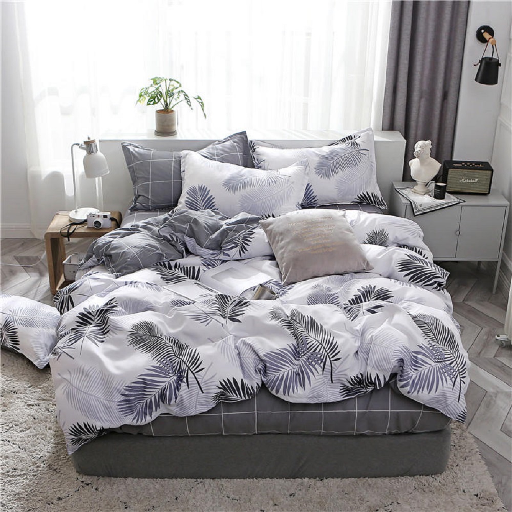 4-Piece Bedding Set Sheet set Comforter Set Luxurious Cotton and Soft Microfiber with 1 Duvet/Quilt Cover And 1 Flat sheet And 2 Pillowcases Queen 2.0m bed (200*230cm)