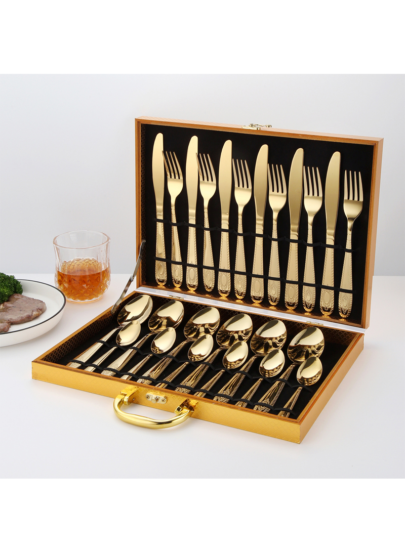 24-Piece Stainless Steel Cutlery Set Gold