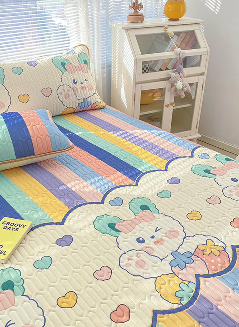 3-Piece Set One Cool Latex Printed Mat And Two Pillowcases (150*200cm)