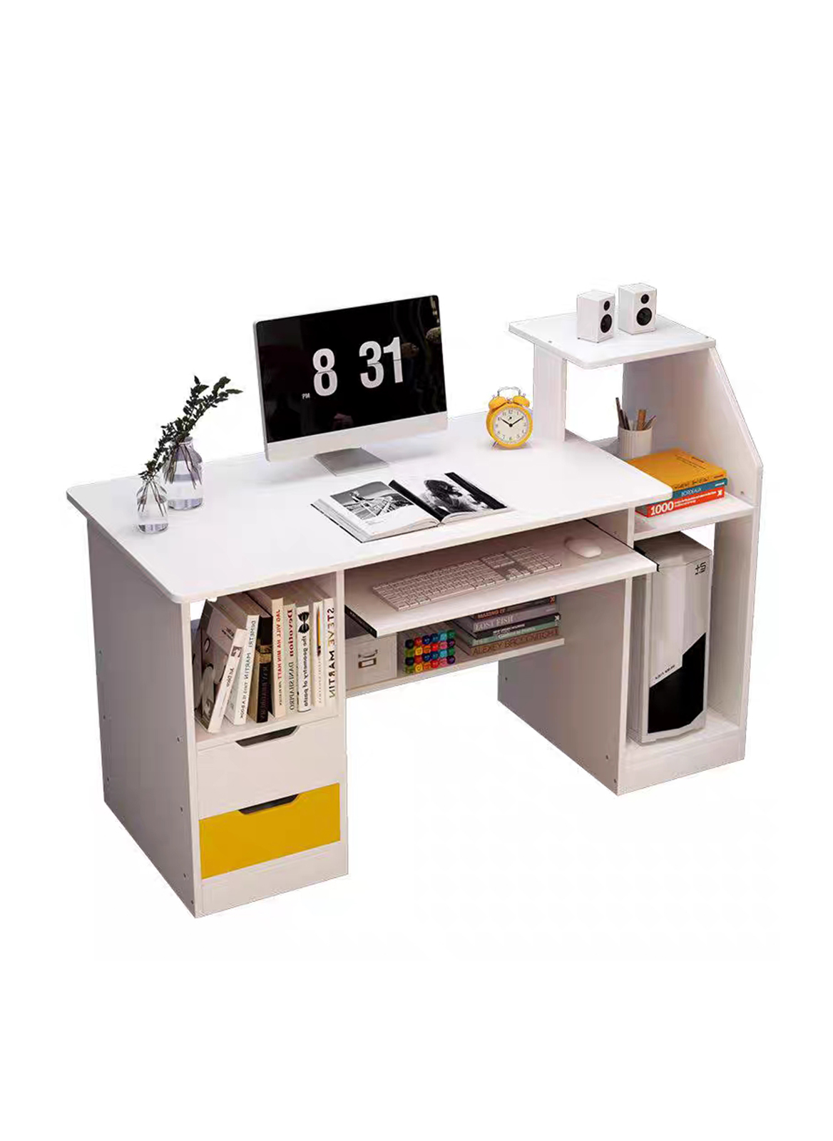 Modern Home Office Desk Study Desk with Drawers for Storage 98*40*92cm