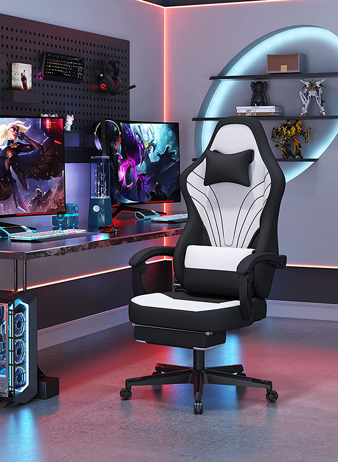 Home Esports Game Chair with Foot Rest, Waist Pillow, Adjustable Pillow