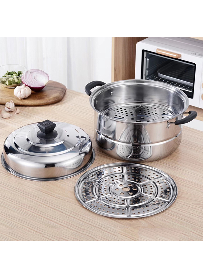 Stainless Steel Steamer Thickened Double Layer Single Bottom 28cm