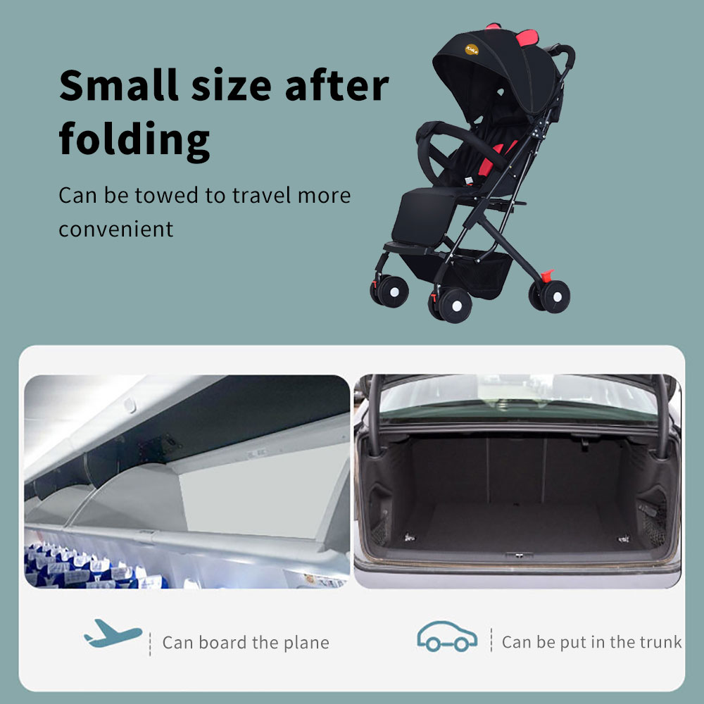 Baby Stroller Three-folding Ultra-light Stroller Can Sit And Lie Down With Large Storage Bag