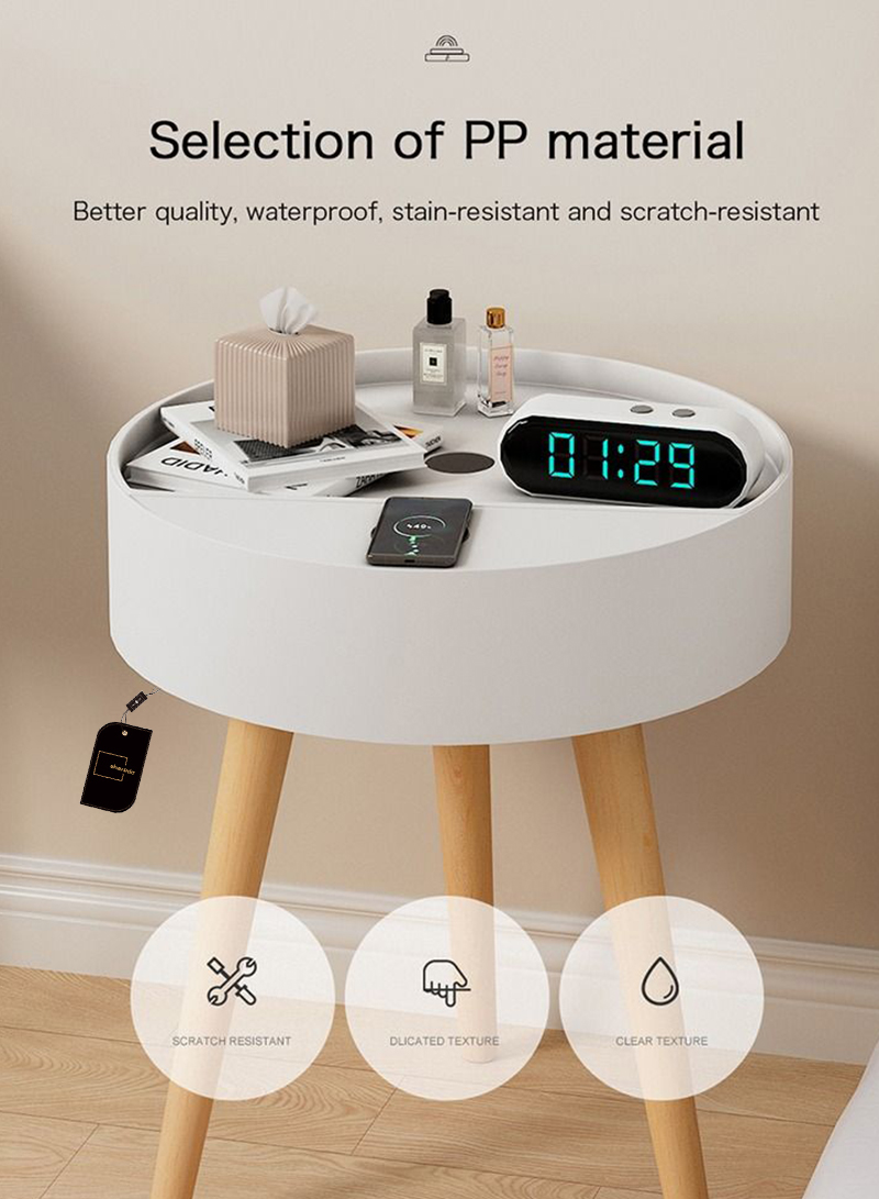 Wireless Charging Large Capacity Storage Household Bedside Coffee Table Bedside Table