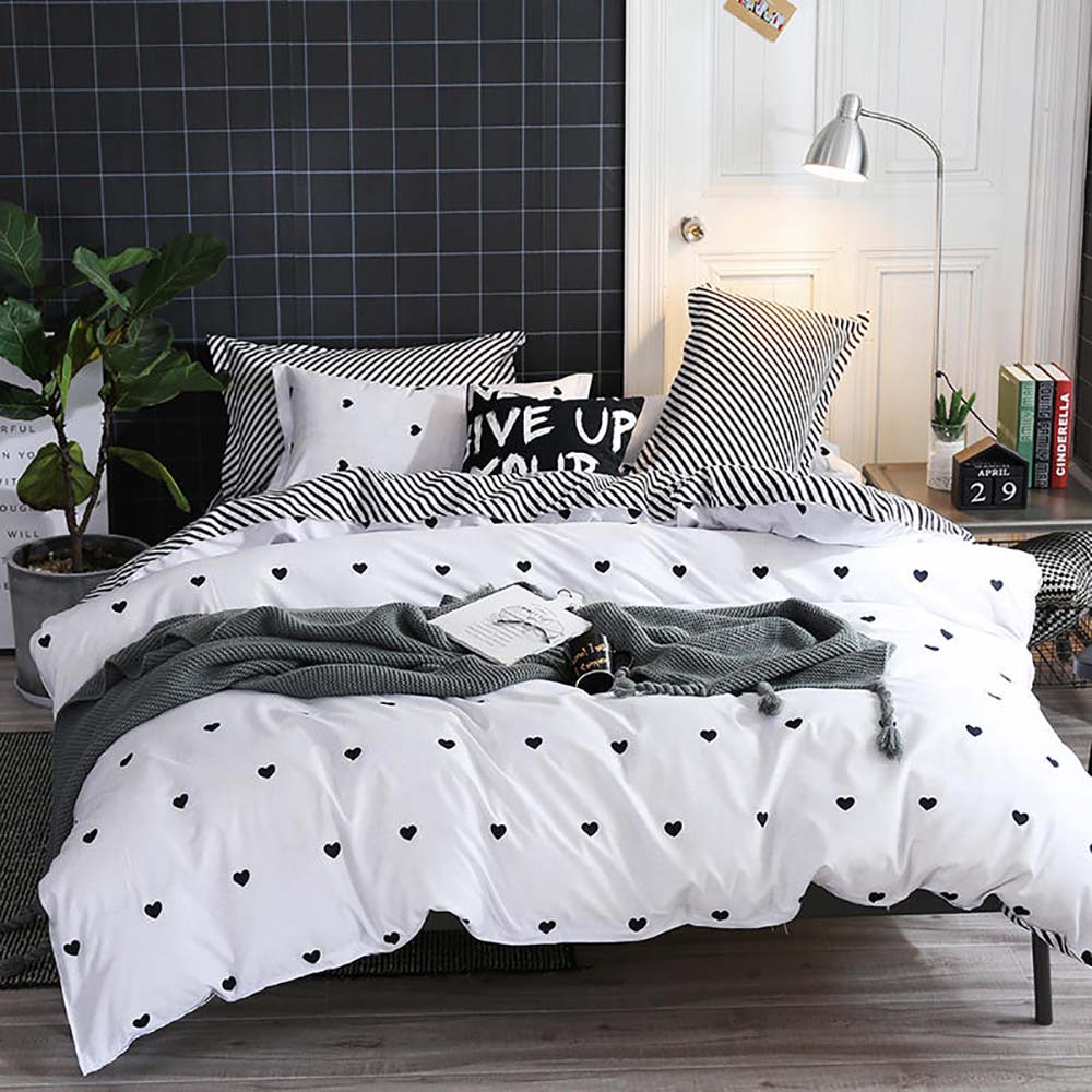 4 Pieces Bed Sheet Set Luxury Cotton Microfiber Soft Quilt Set with 1 Comforter/Quilt Cover, 1 Flat Sheet and 2 Pillowcases Single 2m(200*230cm) Bed