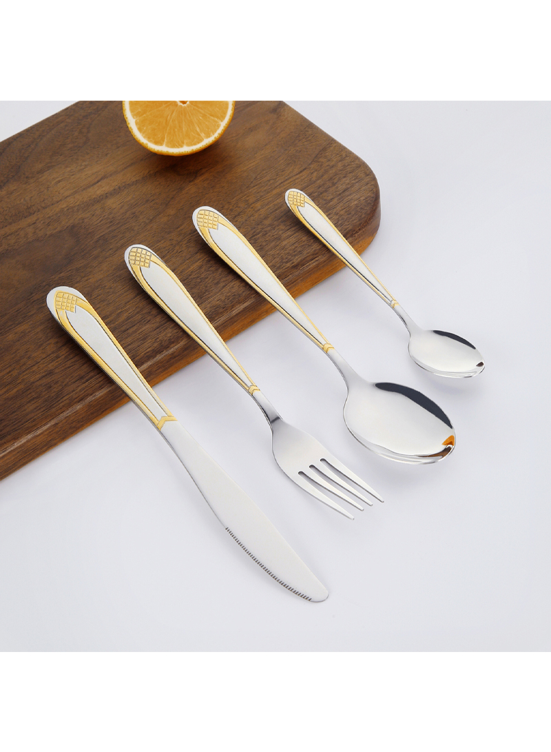 24-Piece Stainless Steel Cutlery Set Silver/Gold