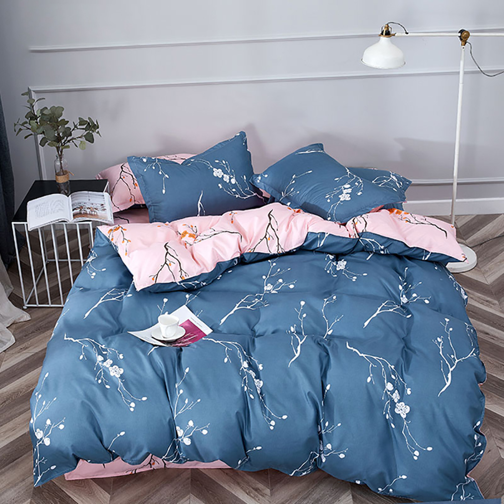 6-Piece Bedding Set Sheet set Comforter Set Luxurious Cotton and Soft Microfiber with 1 Duvet/Quilt Cover And 1 Flat sheet And 4 Pillowcases King 2.2m bed (230*250cm)