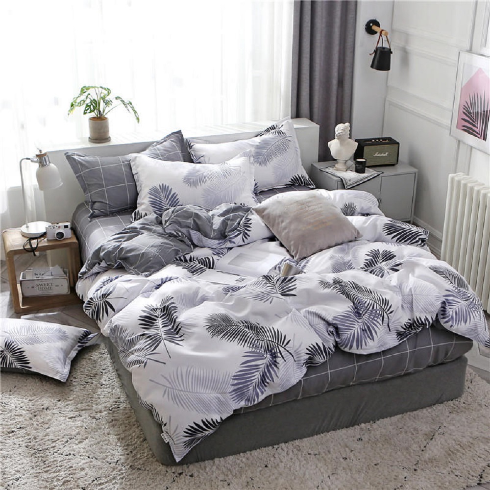 4-Piece Bedding Set Sheet set Comforter Set Luxurious Cotton and Soft Microfiber with 1 Duvet/Quilt Cover And 1 Flat sheet And 2 Pillowcases Queen 2.0m bed (200*230cm)