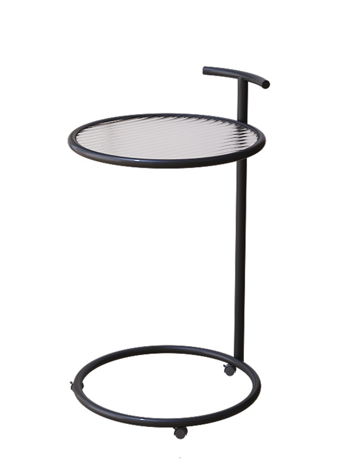 Round Side Table, Transparent Glass End Table with Metal Frame, Modern Coffee Table for Living Room