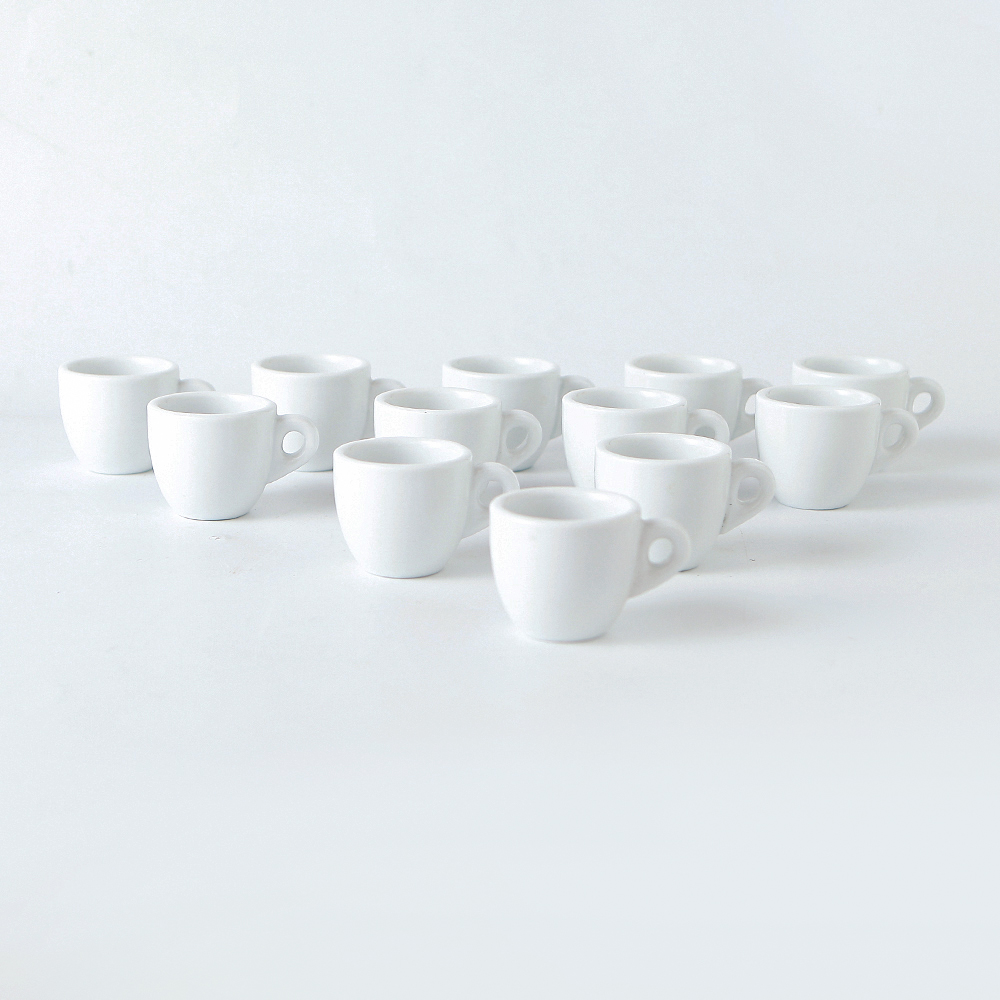 12-Piece White Ceramic Coffee Cups 80ml